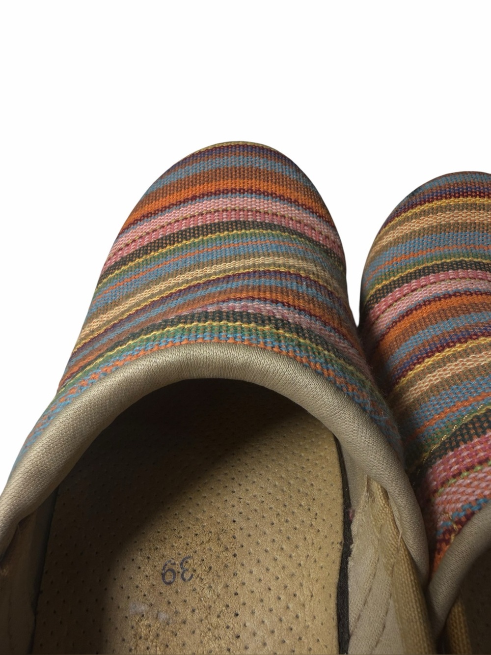 Dansko Slip On Shoes Jute Pro Weave Vegan Clog Rainbow Multi Stripe Sz 39 Nurse - Picture 8 of 16